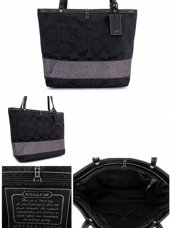 Coach Handbags - Coach Black Tote with Gray Accent Stripe